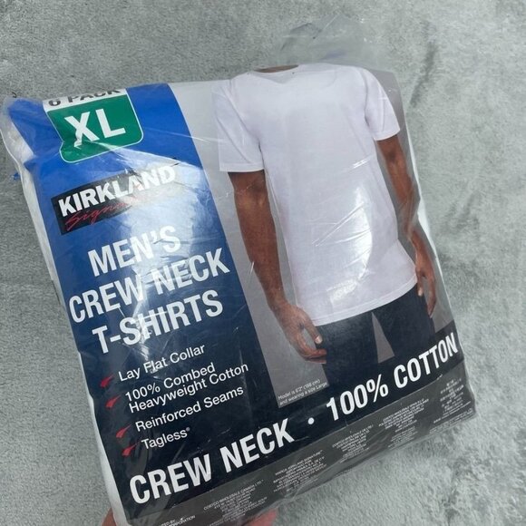 Kirkland XL Mens Crew Neck White T-Shirts 6-Pack Cotton a1414 - Picture 1 of 5